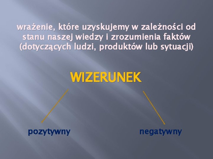 wrażenie, które uzyskujemy w zależności od stanu naszej wiedzy i zrozumienia faktów (dotyczących ludzi,