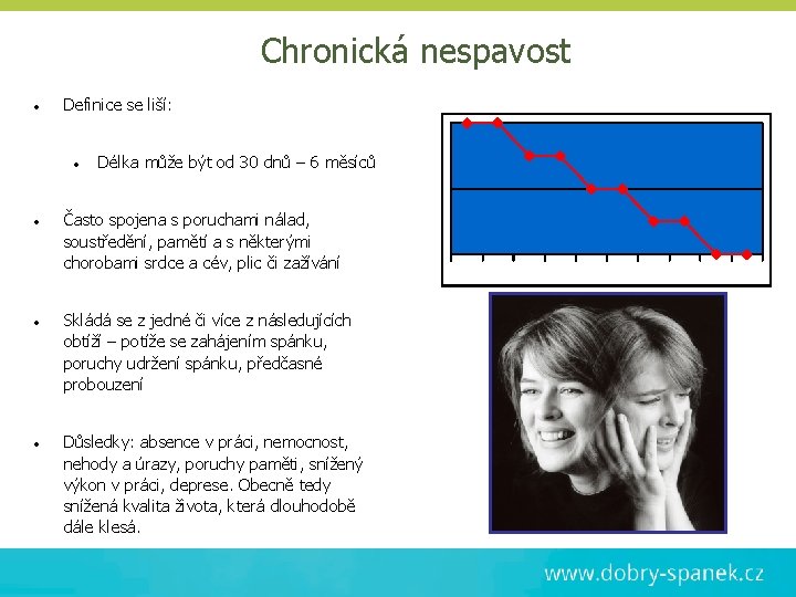 Chronická nespavost • Definice se liší: • Délka může být od 30 dnů –