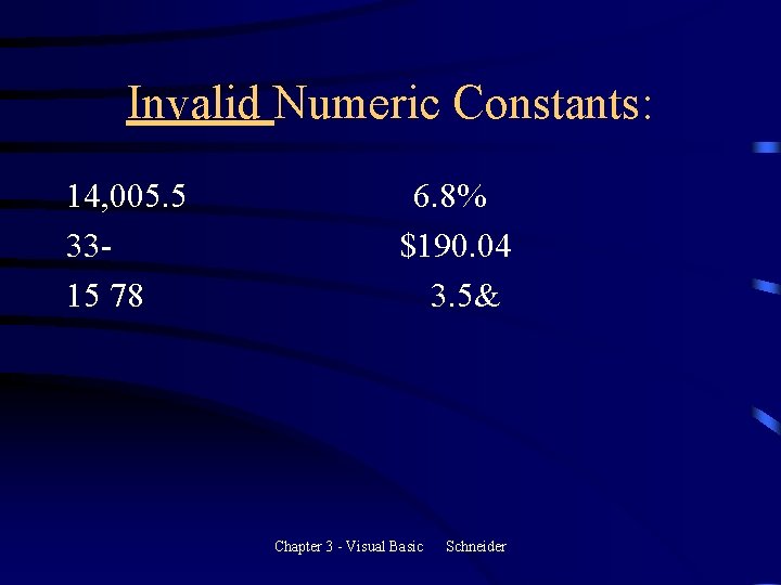 Invalid Numeric Constants: 14, 005. 5 3315 78 6. 8% $190. 04 3. 5& Invalid Numeric Constants: 14, 005. 5 3315 78 6. 8% $190. 04 3. 5&