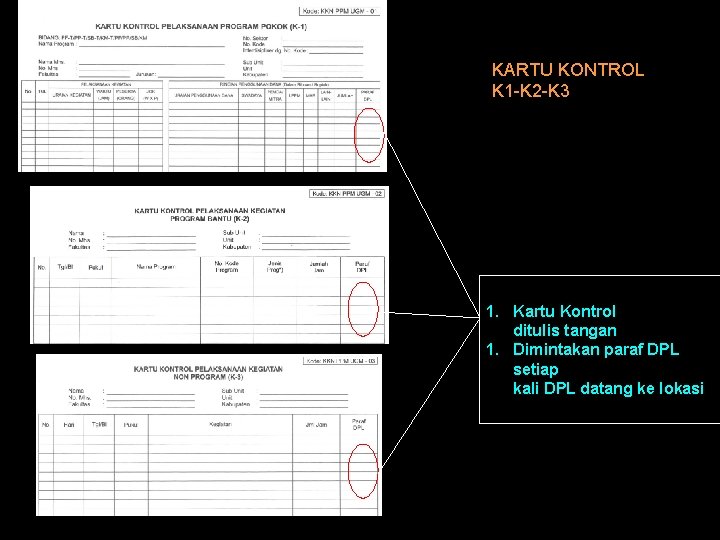 KARTU KONTROL K 1 -K 2 -K 3 1. Kartu Kontrol ditulis tangan 1.