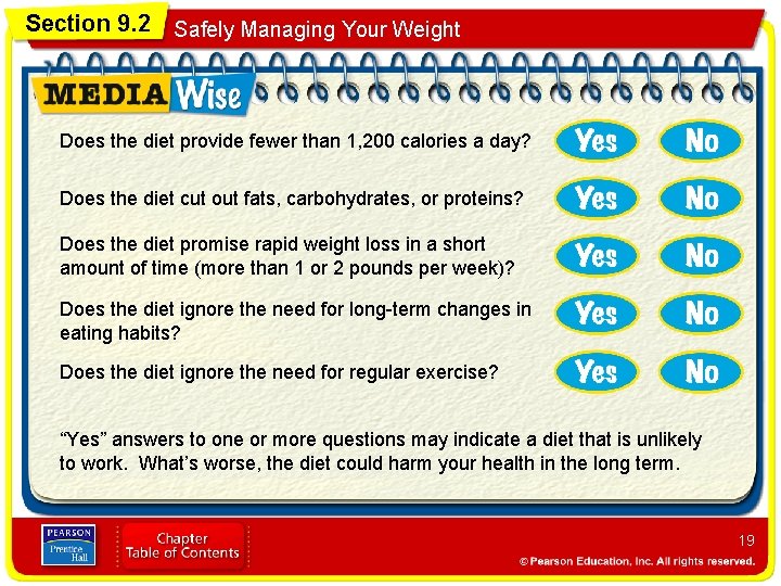 Section 9. 2 Safely Managing Your Weight Does the diet provide fewer than 1,