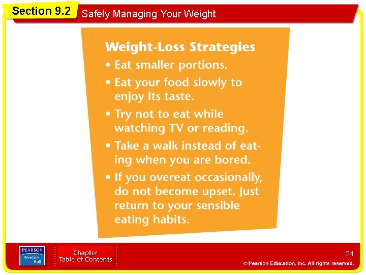 Section 9. 2 Safely Managing Your Weight 24 