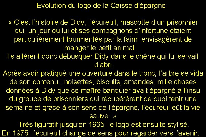 Evolution du logo de la Caisse d'épargne « C’est l’histoire de Didy, l’écureuil, mascotte