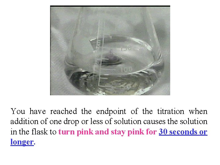 You have reached the endpoint of the titration when addition of one drop or