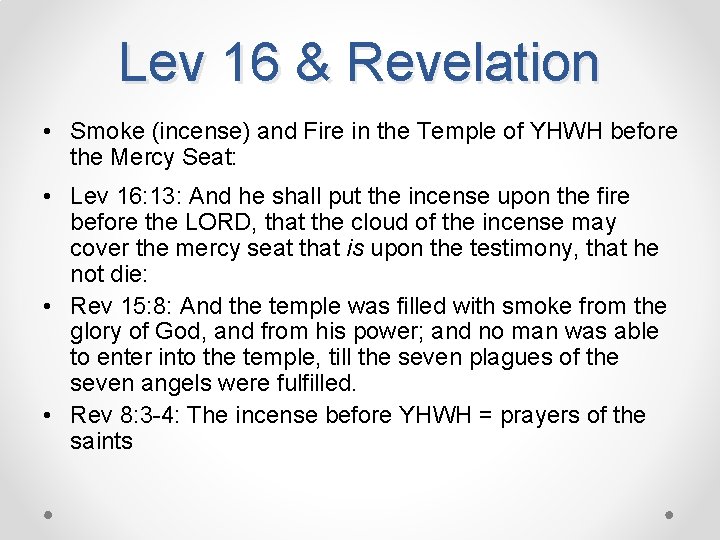 Lev 16 & Revelation • Smoke (incense) and Fire in the Temple of YHWH