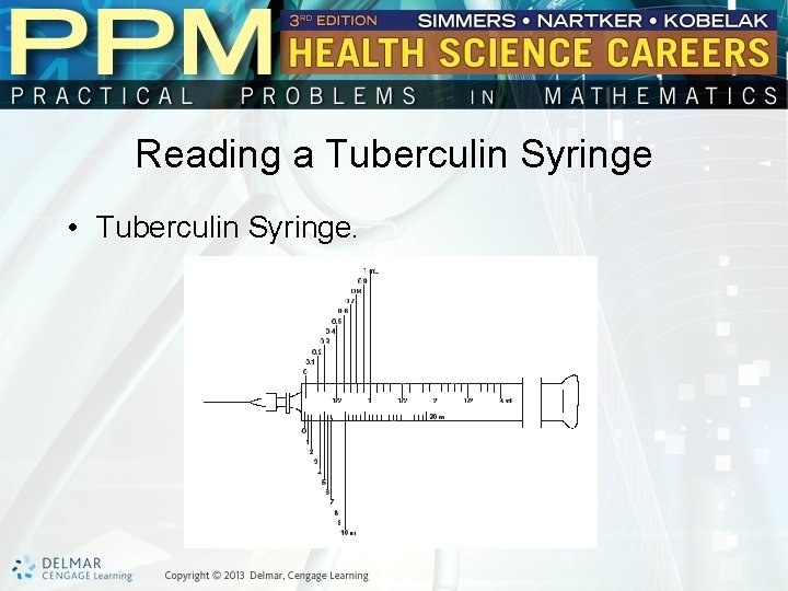 Reading a Tuberculin Syringe • Tuberculin Syringe. 