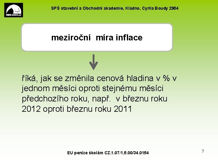 SPŠ stavební a Obchodní akademie, Kladno, Cyrila Boudy 2954 meziroční míra inflace říká, jak