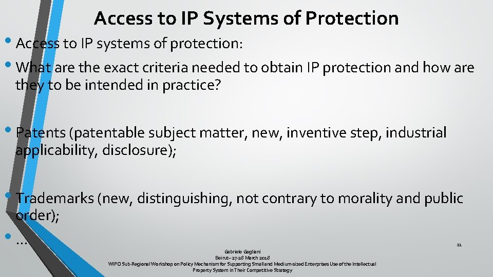 Access to IP Systems of Protection • Access to IP systems of protection: •