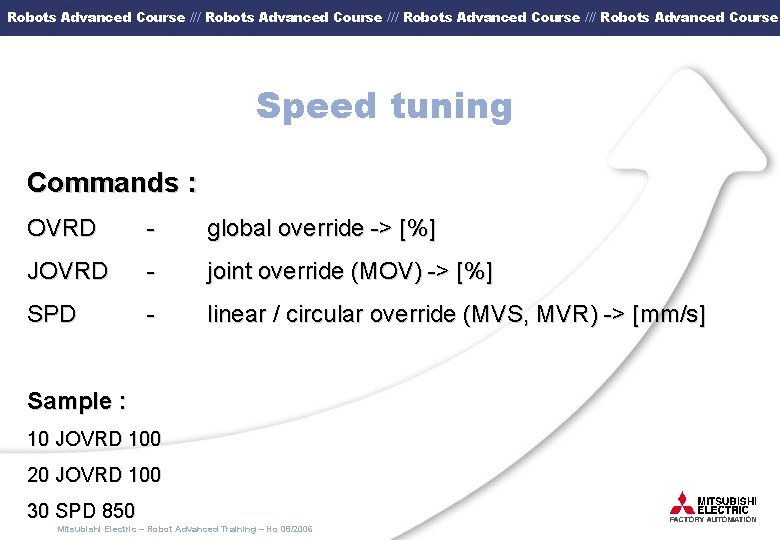 Robots Advanced Course /// Robots Advanced Course Speed tuning Commands : OVRD - global