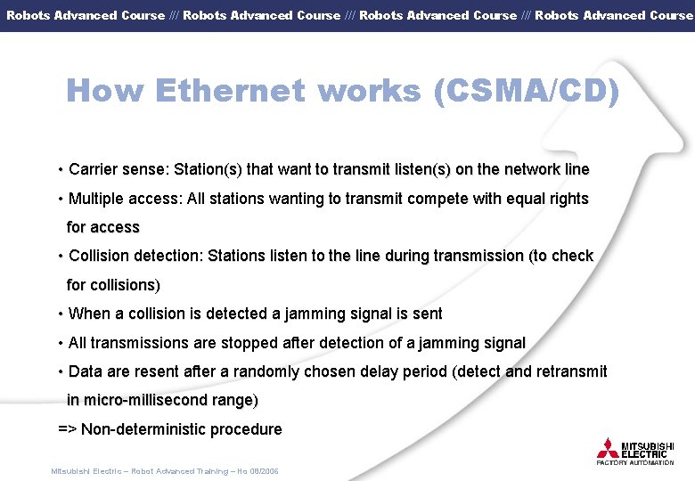 Robots Advanced Course /// Robots Advanced Course How Ethernet works (CSMA/CD) • Carrier sense: