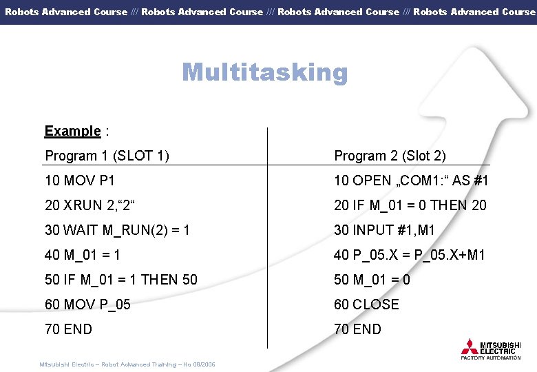 Robots Advanced Course /// Robots Advanced Course Multitasking Example : Program 1 (SLOT 1)