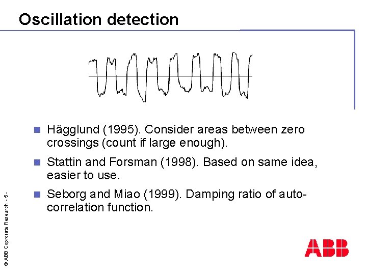 © ABB Coprorate Research - 5 - Oscillation detection n Hägglund (1995). Consider areas