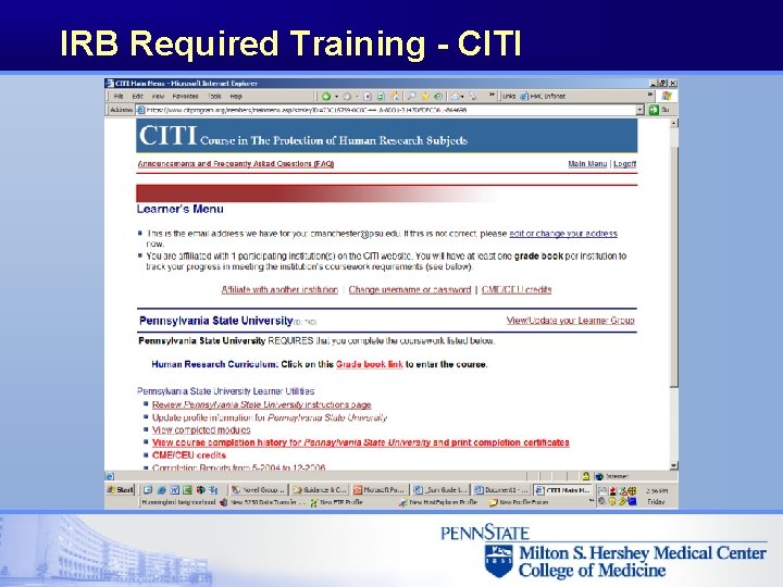 IRB Required Training - CITI 