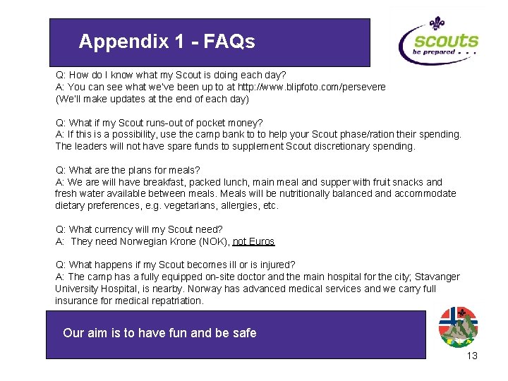 Appendix 1 - FAQs Q: How do I know what my Scout is doing