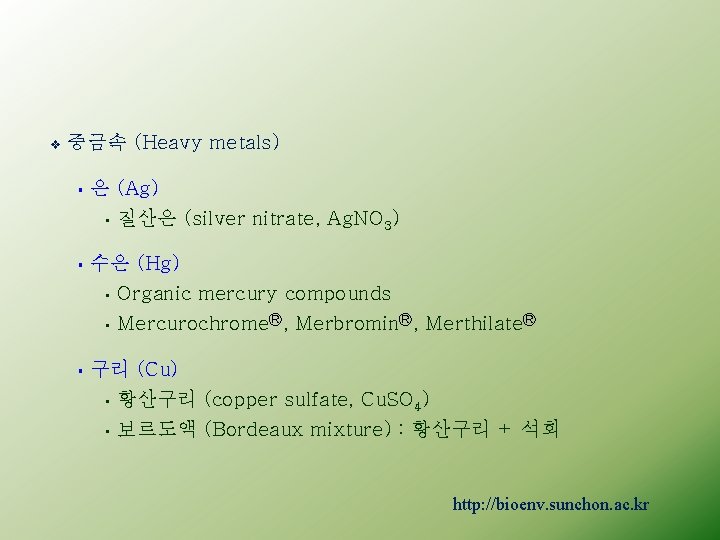 v 중금속 (Heavy metals) § 은 (Ag) • 질산은 (silver nitrate, Ag. NO 3)