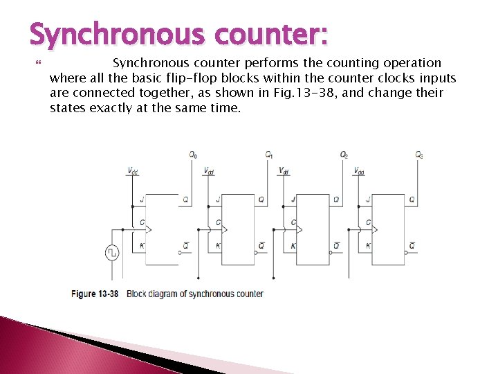 Synchronous counter: Synchronous counter performs the counting operation where all the basic flip-flop blocks