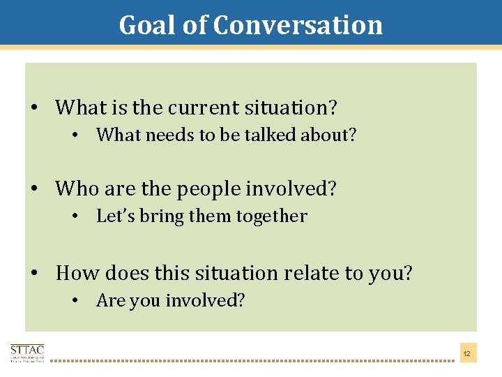 Goal of Conversation Title Goes Here • What is the current situation? • What