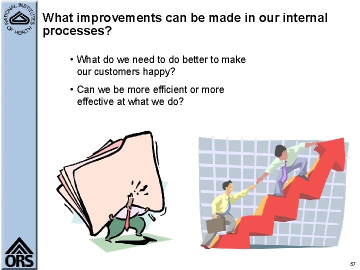 What improvements can be made in our internal processes? • What do we need