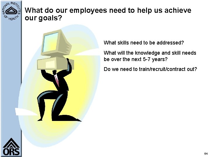 What do our employees need to help us achieve our goals? What skills need