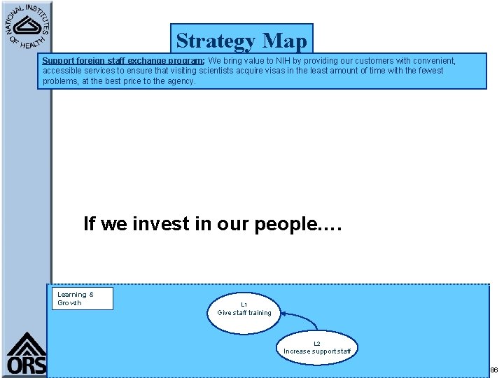 Strategy Map Support foreign staff exchange program: We bring value to NIH by providing
