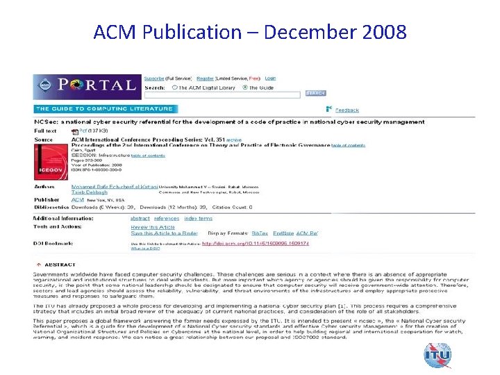 ACM Publication – December 2008 