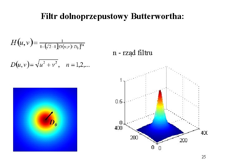 Filtr dolnoprzepustowy Butterwortha: n - rząd filtru 25 