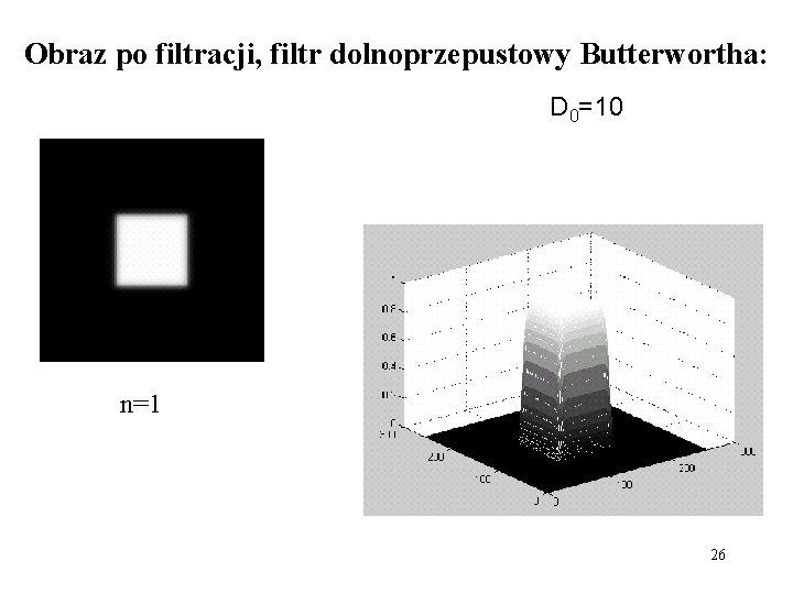 Obraz po filtracji, filtr dolnoprzepustowy Butterwortha: D 0=10 n=1 26 