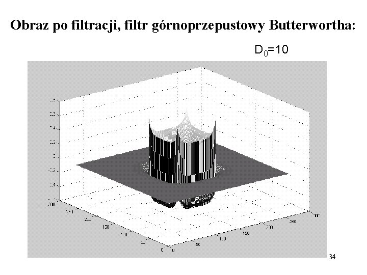 Obraz po filtracji, filtr górnoprzepustowy Butterwortha: D 0=10 34 