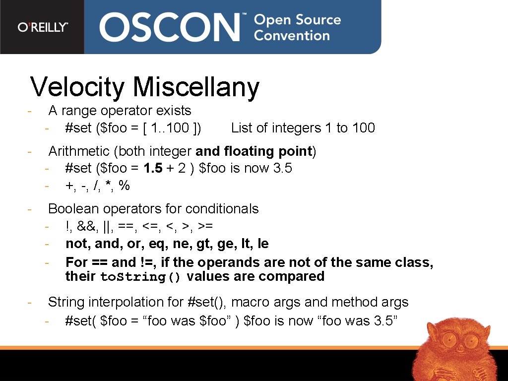 Velocity Miscellany - A range operator exists - #set ($foo = [ 1. .