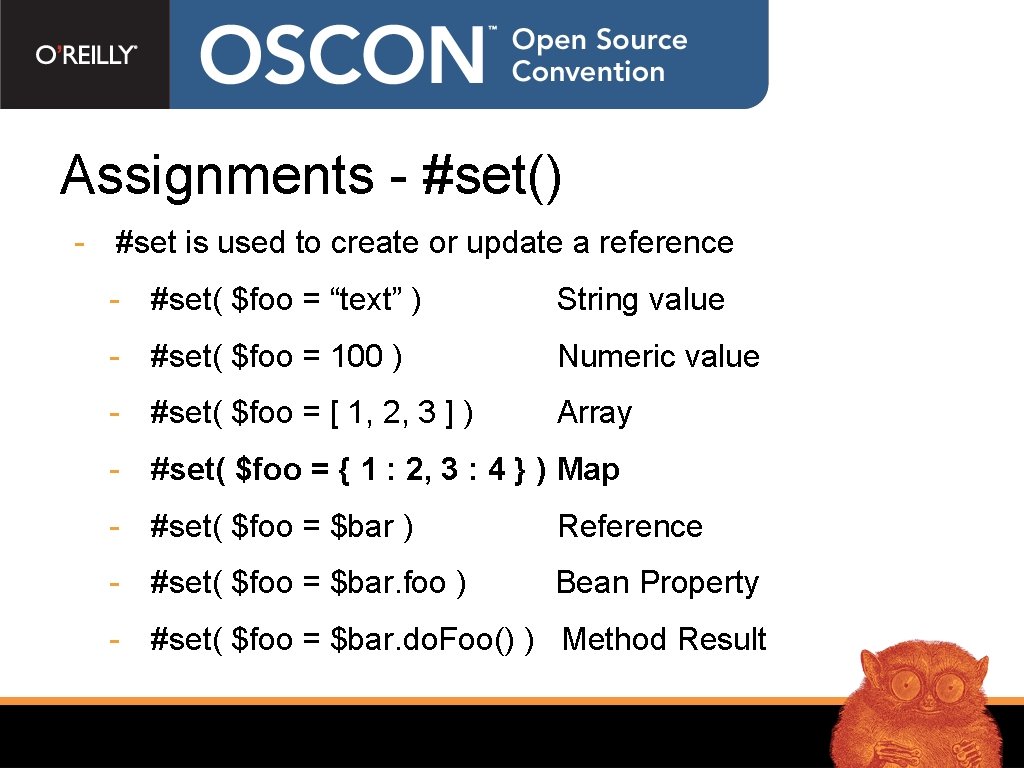 Assignments - #set() - #set is used to create or update a reference -