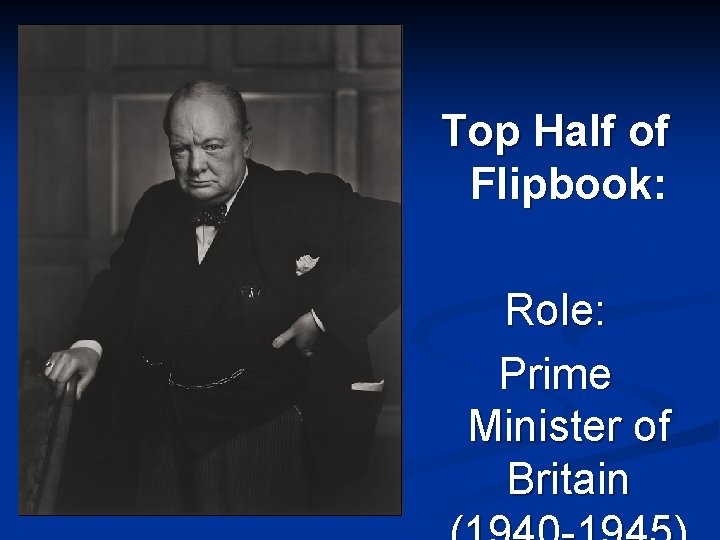 Top Half of Flipbook: Role: Prime Minister of Britain 
