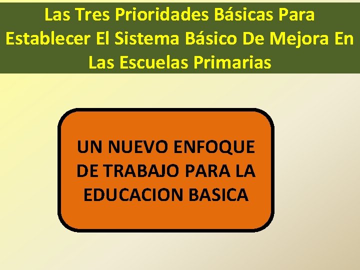 Las Tres Prioridades Básicas Para Establecer El Sistema Básico De Mejora En Las Escuelas