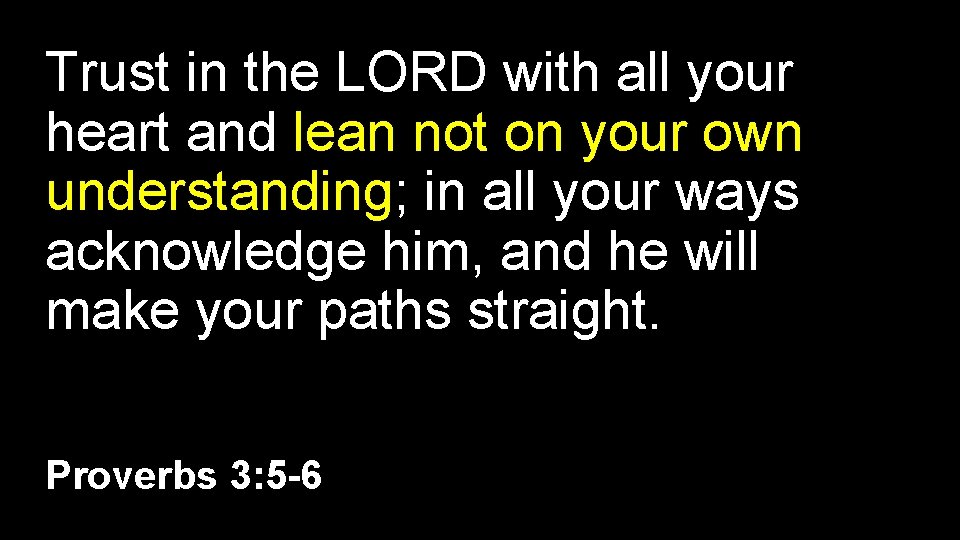 Trust in the LORD with all your heart and lean not on your own