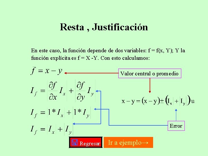 Resta , Justificación En este caso, la función depende de dos variables: f =