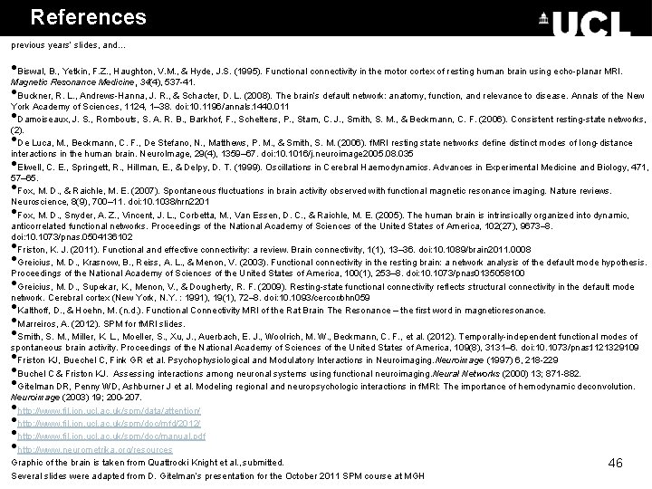 References previous years’ slides, and… • Biswal, B. , Yetkin, F. Z. , Haughton,
