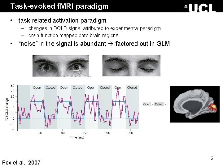 Task-evoked f. MRI paradigm • task-related activation paradigm – changes in BOLD signal attributed