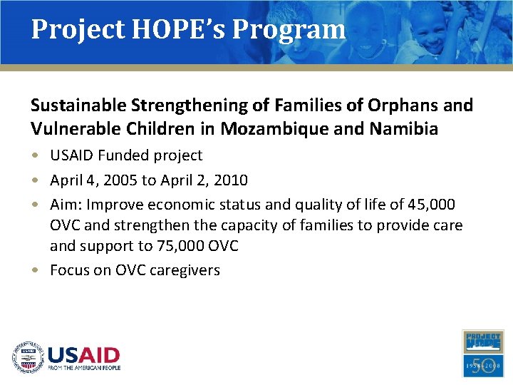 Serving Orphans and Vulnerable Children OVC in Mozambique