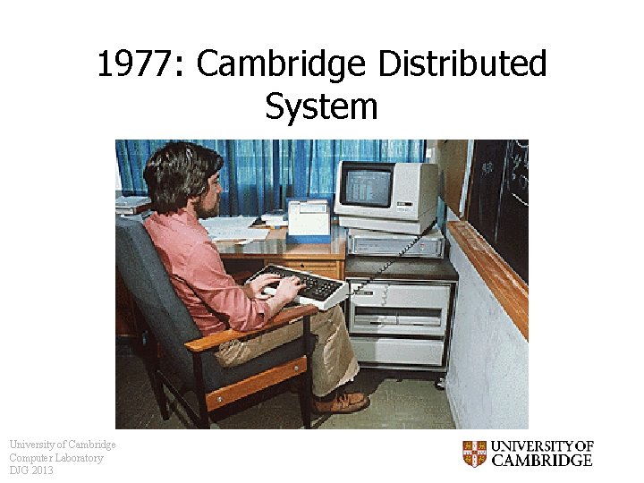1977: Cambridge Distributed System University of Cambridge Computer Laboratory DJG 2013 