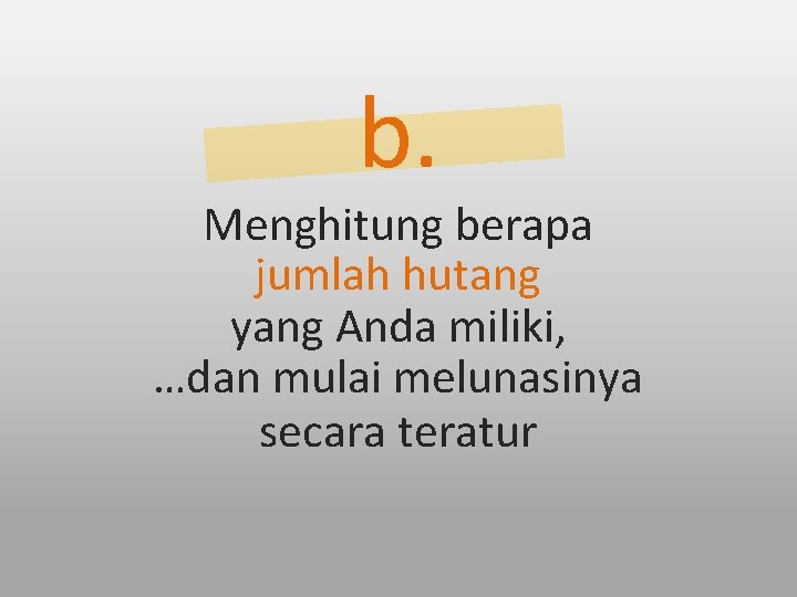 b. Menghitung berapa jumlah hutang yang Anda miliki, …dan mulai melunasinya secara teratur 