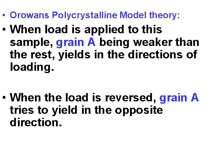  • Orowans Polycrystalline Model theory: • When load is applied to this sample,