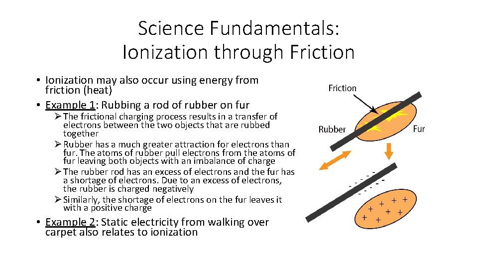 Science Fundamentals: Ionization through Friction • Ionization may also occur using energy from friction