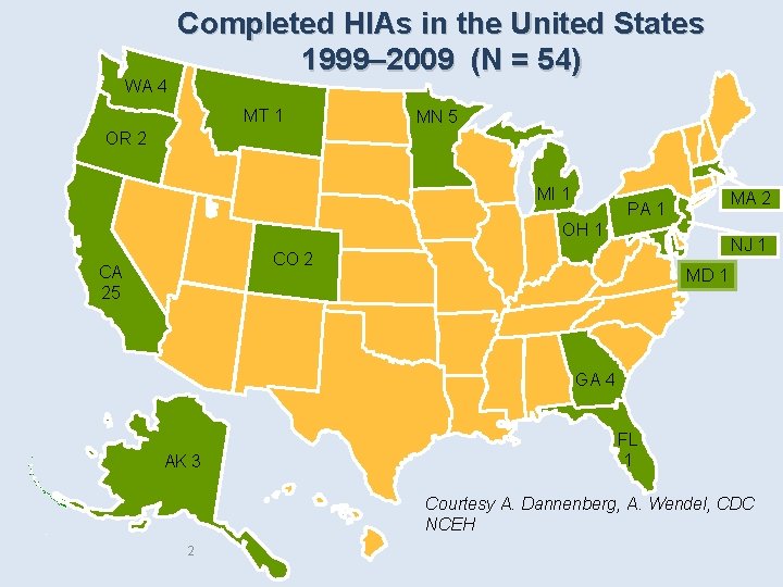 WA 4 Completed HIAs in the United States 1999– 2009 (N = 54) MT