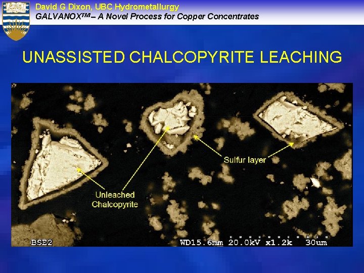 David G Dixon, UBC Hydrometallurgy GALVANOXTM – A Novel Process for Copper Concentrates UNASSISTED