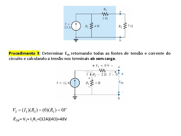 Procedimento 3: Determinar Eth retornando todas as fontes de tensão e corrente do circuito