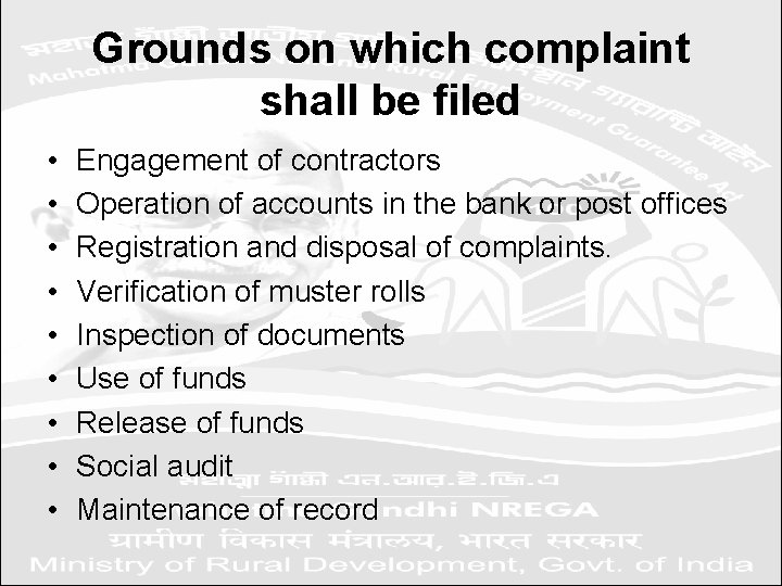 Grounds on which complaint shall be filed • • • Engagement of contractors Operation