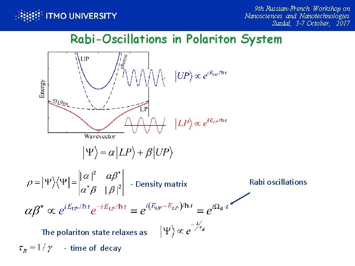9 th Russian-French Workshop on Nanosciences and Nanotechnologies Suzdal, 3 -7 October, 2017 Rabi-Oscillations