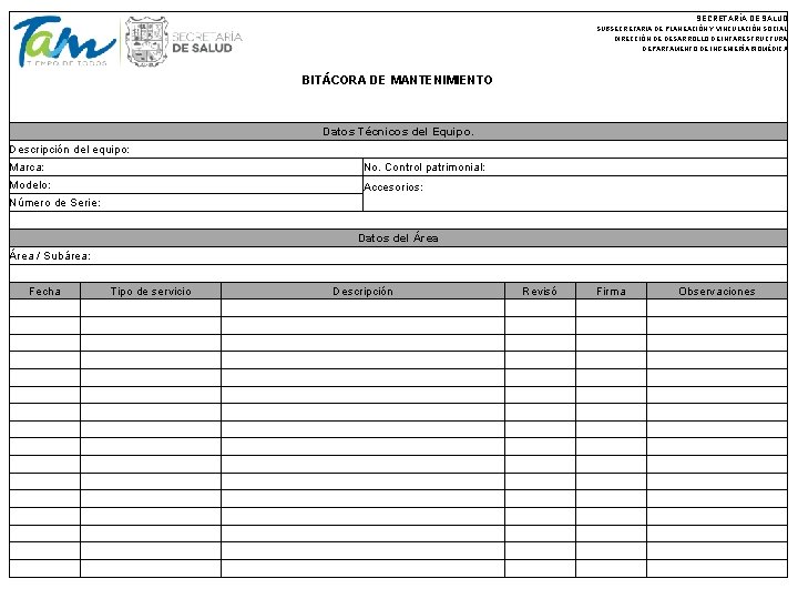 ACREDITACIÓN 2017 BITÁCORAS SECRETARÍA DE SALUD SUBSECRETARIA DE PLANEACIÓN Y VINCULACIÓN SOCIAL DIRECCIÓN DE