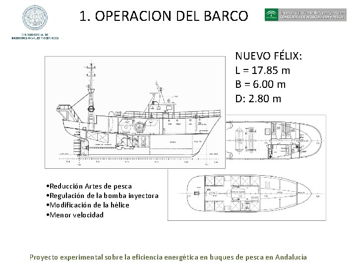 1. OPERACION DEL BARCO NUEVO FÉLIX: L = 17. 85 m B = 6.