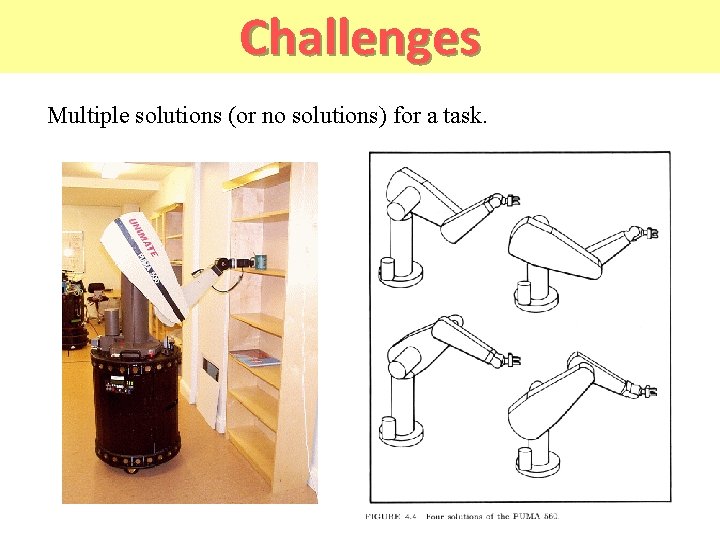 Challenges Multiple solutions (or no solutions) for a task. 