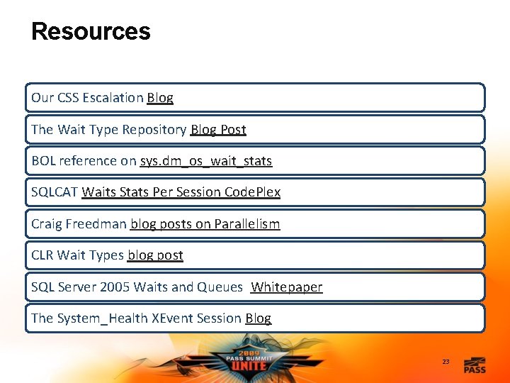 Resources Our CSS Escalation Blog The Wait Type Repository Blog Post BOL reference on